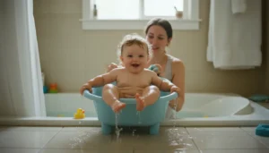 baby te groot voor badje