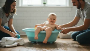baby te groot voor badje